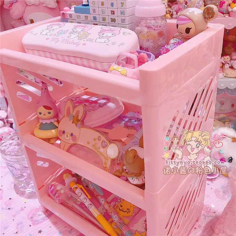 Прекрасный розовый шкаф для хранения три пола коллекция кукол для девочек косметический держатель