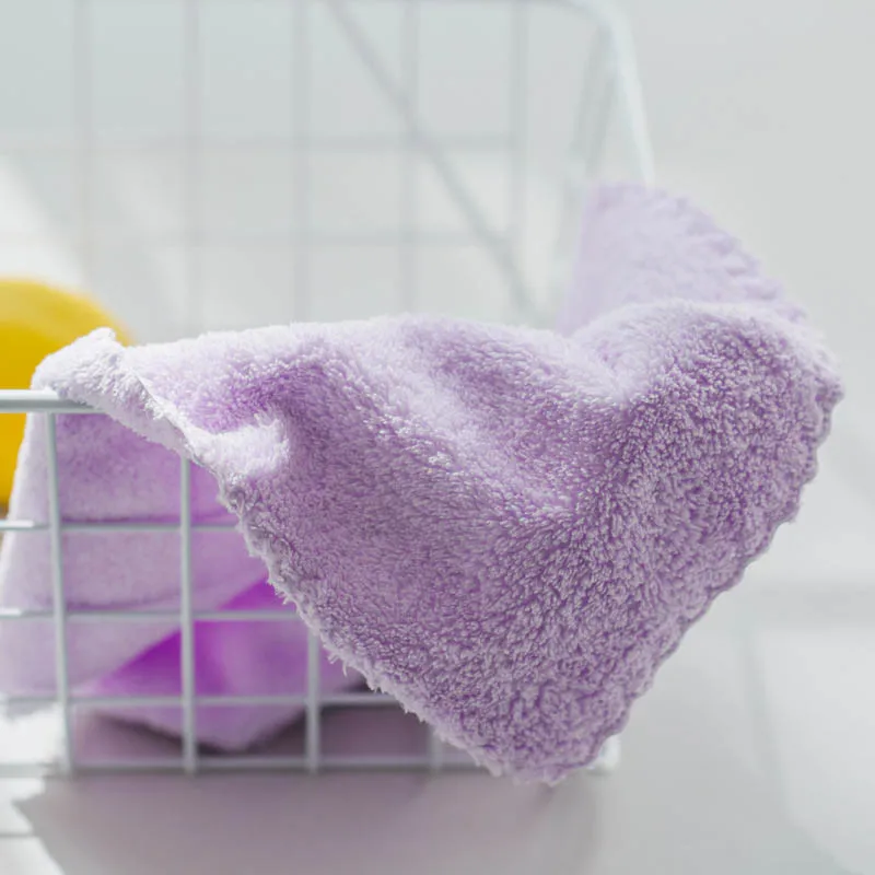 Мягкое полотенце для рук 25*25 см из микрофибры, детское полотенце для кормления, полотенце для купания с платком, 1 шт., Детская мочалка - Цвет: Фиолетовый