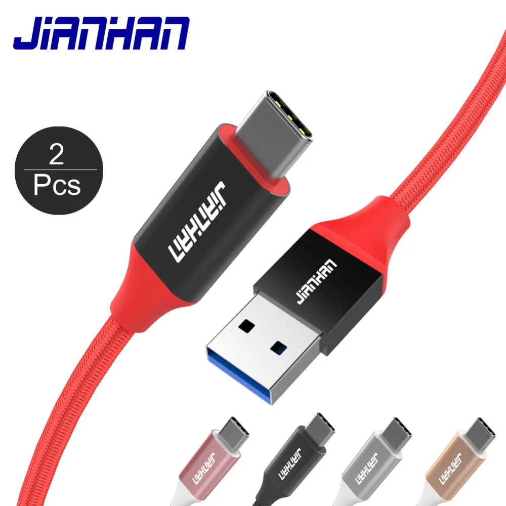 

2 Pack 2pcs Usb 3.0 Type C Cable Usb C Fast Charging Data cable 2.4A for Samsung Galaxy S9 Xiaomi Huawei Reversible Mobile Phone