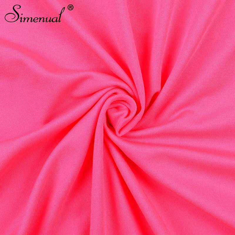 Simenual, розовое повседневное облегающее платье, женское платье с длинным рукавом на молнии, модное однотонное платье, осень, тонкое базовое женское платье-миди, неоновое