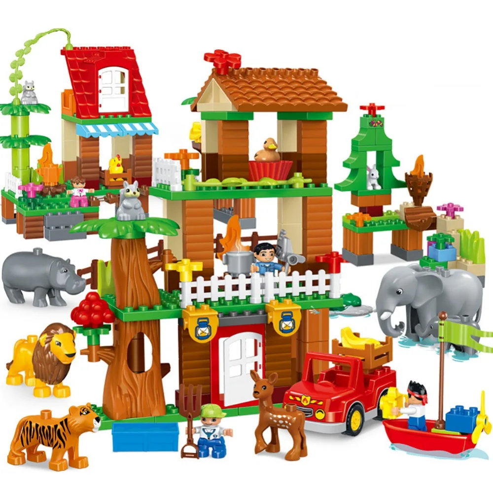 

Legoing Educational toys for children Jungle Adventure Animal Forest Building Blocks Compatible with legoly Duploe Figures 45