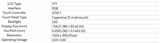 WS 7 дюймов емкостный сенсорный экран ЖК-дисплей (F) Drive демо модуль 1024*600 многоцветный графический ЖК-дисплей автономным сенсорным