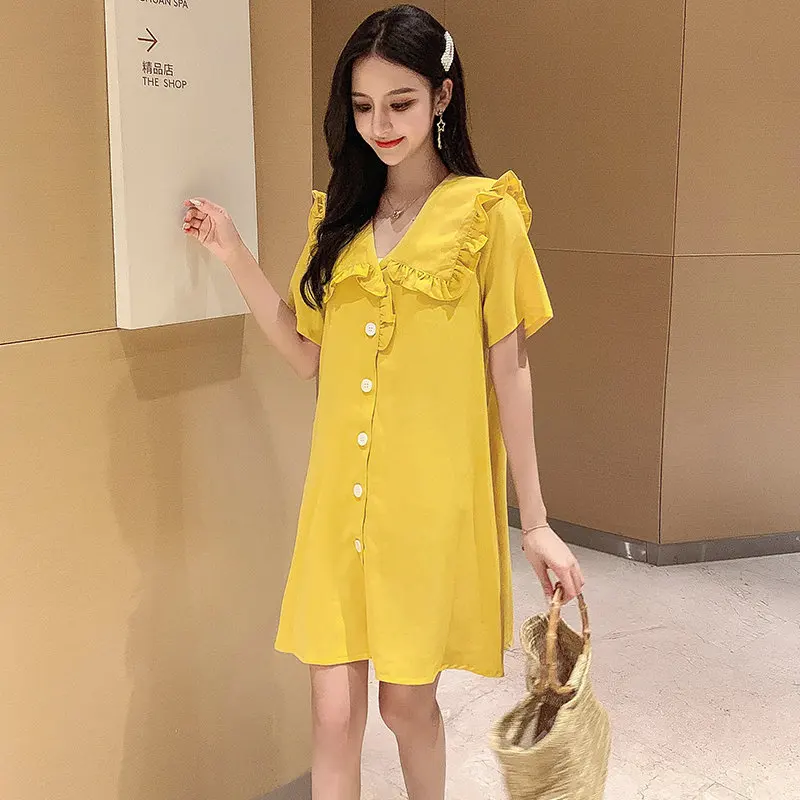 New Women Loose Dresses Casual Solid Short Sleeve Button Ladies Vintage Elegant Sexy Beach Mini Party Dress Femme Vestidos 2019 New Women Loose Dresses Casual Solid Short Sleeve Button Ladies Vintage Elegant Sexy Beach Mini Party Dress Femme Vestidos 2019