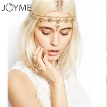 Винтажная индийская золотая цепочка на голову для женщин, повязка на голову, повязка на голову, украшение на голову