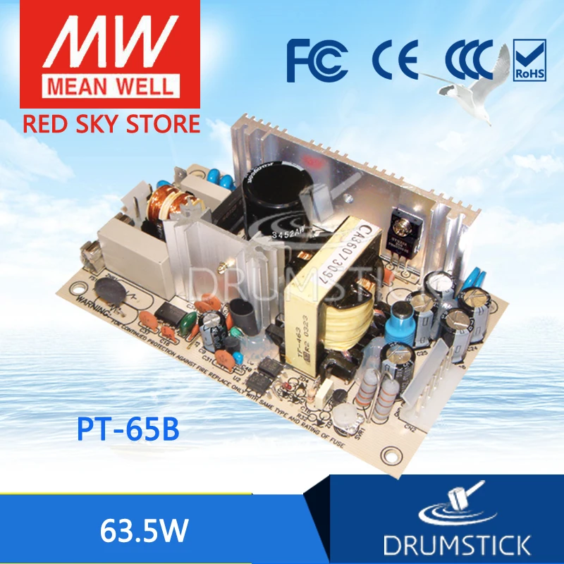 

Redsky [free-delivery 5Pcs] Hot! MEAN WELL original PT-65B meanwell PT-65 63.5W Triple Output Switching Power Supply
