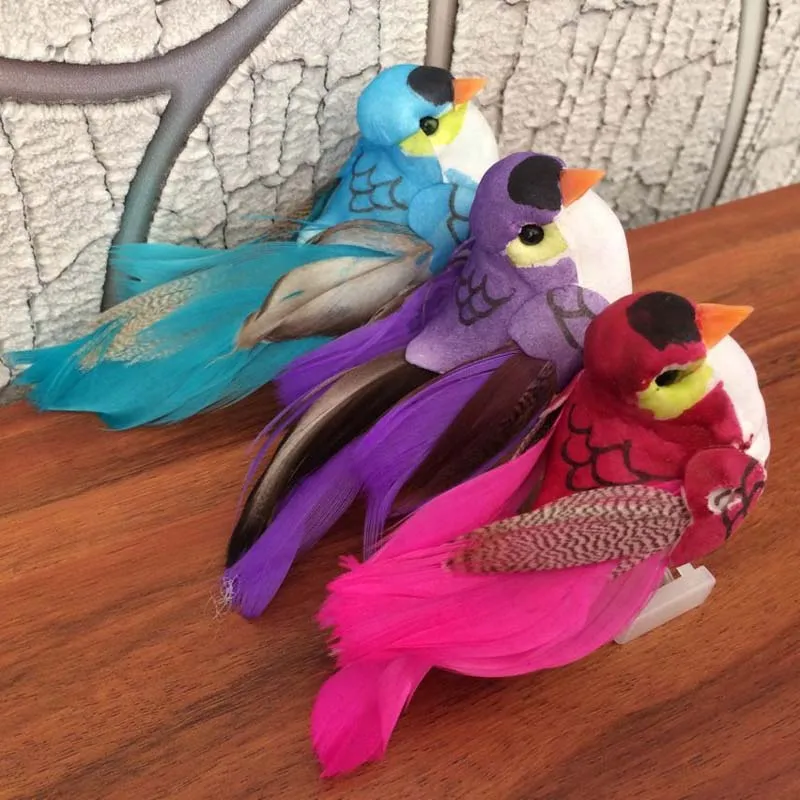 10*3,2*4 см, 6 шт., 3 цвета Декоративные Мини Птица искусственная пена перья птицы с пластиковым зажимом для домашнего декора, свадебные украшения