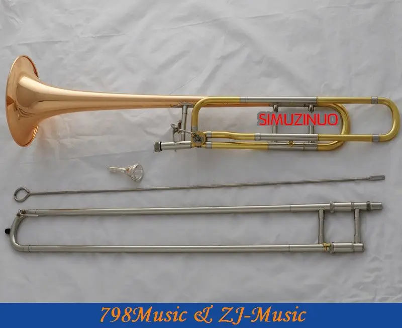 

Professional Rose Brass Bell Tenor Trombone Bb/F Keys Horn With Case