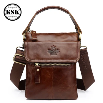 

Men Messenger Bag Genuine Leather Handbag Shoulder Bag For Men 2019 New Vintage Flap Male Crossbody Bags Luxury Handbag KSK