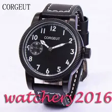Luxury Corgeut 45mm PVD Case Black Dial White Marks Luminous Hands 6497 Hand Winding movement Men