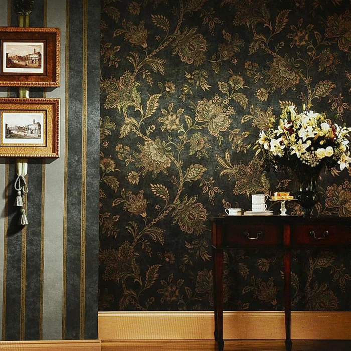 壁紙メートル壁紙ダーク カラー アメリカン スタイル の壁紙ヴィンテージ素朴な花の ソファ背景の壁の壁紙 Sofa Round Sofa Futonwallpaper Stock Aliexpress