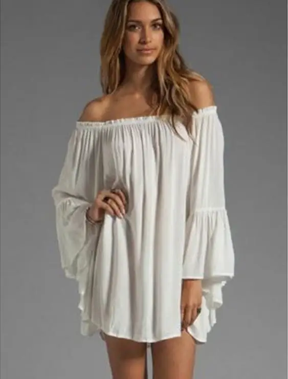 Renaissance costume Sexy Off Shoulder Boho Solid Flare