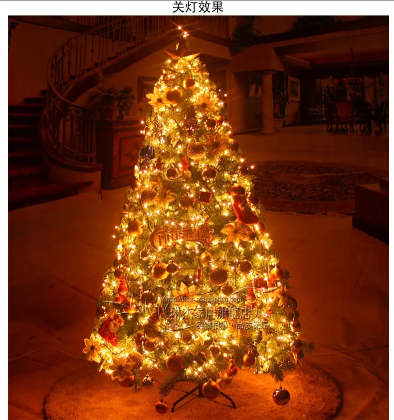 Рождественская елка с золотым декором 3 м kerstboom sapin de noel artificiel arbol navidad con luz led arvore natal