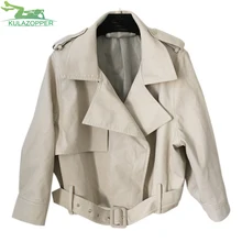 Повседневная куртка из искусственной кожи, женская классическая короткая мотоциклетная куртка на молнии, Женская Осенняя свободная Базовая куртка BF, верхняя одежда ZS204