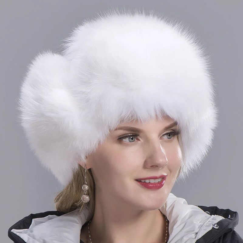 fox fur hat woman white 5