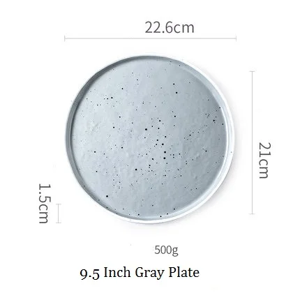 Корейский стиль, керамическая двухцветная посуда, домашняя тарелка для стейка, обеденная чаша, миска для риса, обеденная тарелка для завтрака - Цвет: 9.5 Inch Gray Plate