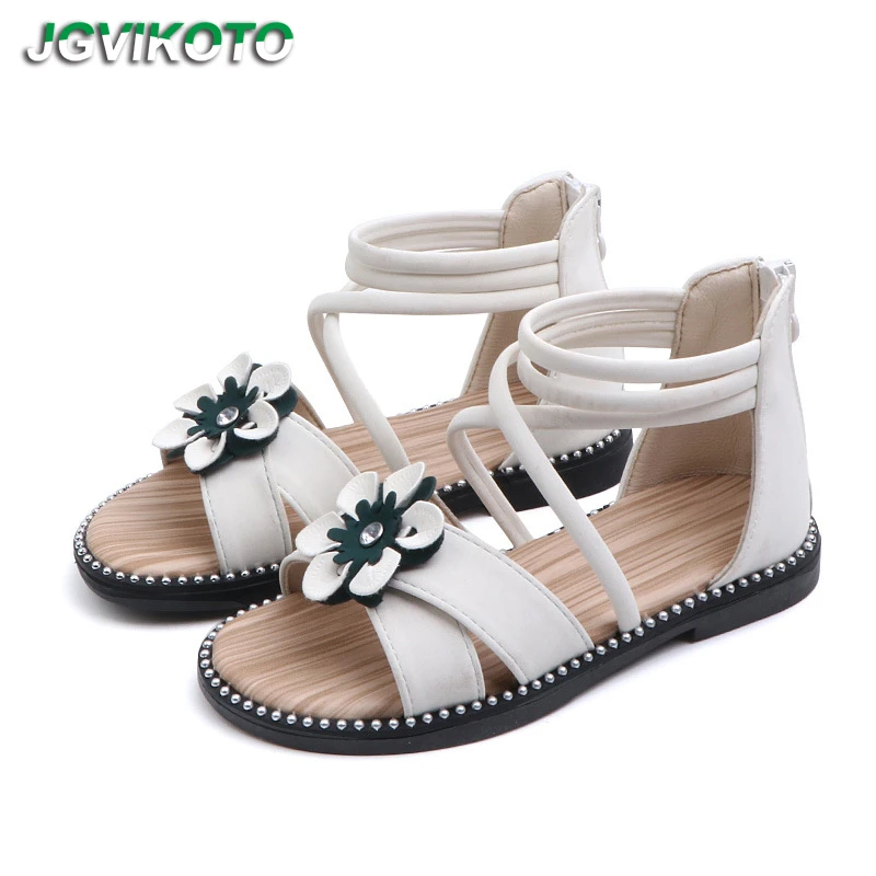 big girls white sandals