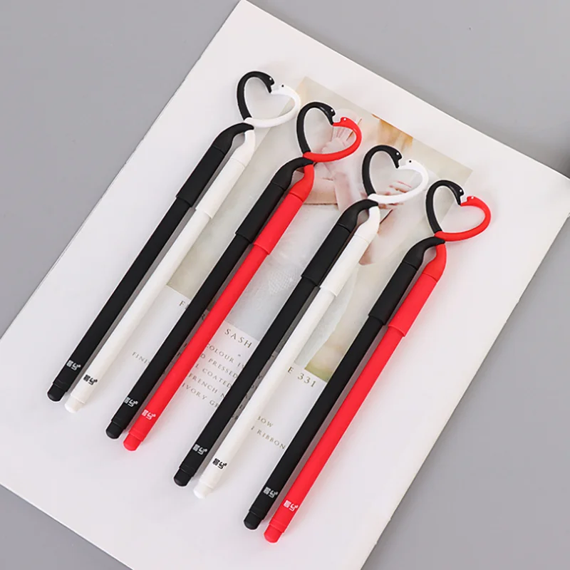 

2 Pcs/set Sweet Double Couple Gel Pen Swan Kiss Heart Gel Pens for School Cute Pen For Writing Funny School Supplies Stationery