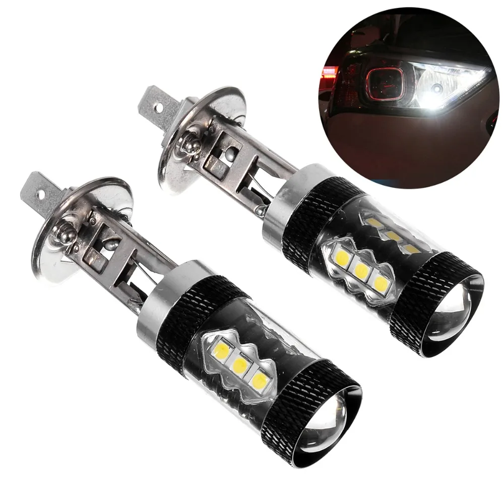 

2PCS Explosion Car LED Bulb 3030 16SMD H1 H3 H4 H7 H8 H9 H11 9005 9006 1156 1157 80W High Power Car Headlight Black Fog Light