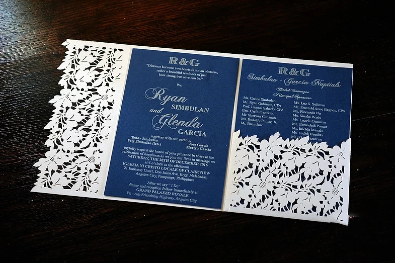 20 шт. высокое качество pocketfold дизайнерская вырезанная лазером лист Свадебные Пригласительные открытки три сложенные открытки поздравительные для вечерние