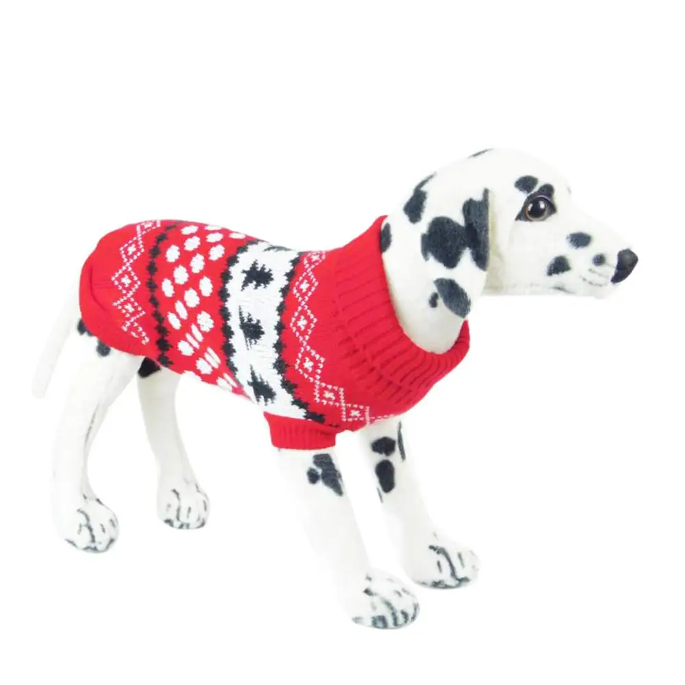 Новогодний для домашних собак свитер с деревом Осень Зима Водолазка джемпер для маленькие средние и большие собаки Рождественская одежда для таксы K25 - Цвет: Red