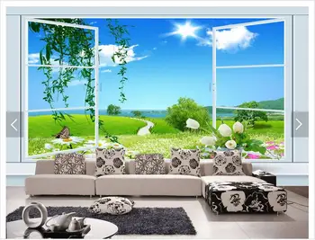 

3D photo wallpaper custom 3d wall mural wallpaper Picturesque fresh sofa background wall paintings living room decoration