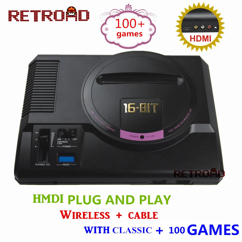 Ретро видео игровая консоль 100 + игр с высоким разрешением HDMI TV Out для SEGA MEGA Drive
