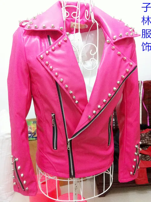Корейская неосновных мужской сценический кожи с заклепками в стиле «панк» тенденция ночной клуб кожаная куртка пальто для пения, танцев, костюмы, одежда
