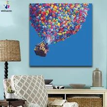 DIY цветные картинки по номерам с цветами вверх Карл Фредриксон Рассел картина для рисования по номерам Обрамленный дом