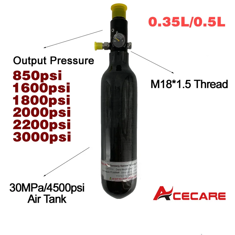 Acecare Пейнтбол Бак 0.35L/0.5L Воздушный бак 4500psi Давление Тип регулятора Pcp Кондор для Pcp аксессуары пневматическая винтовка гПа Airsoft