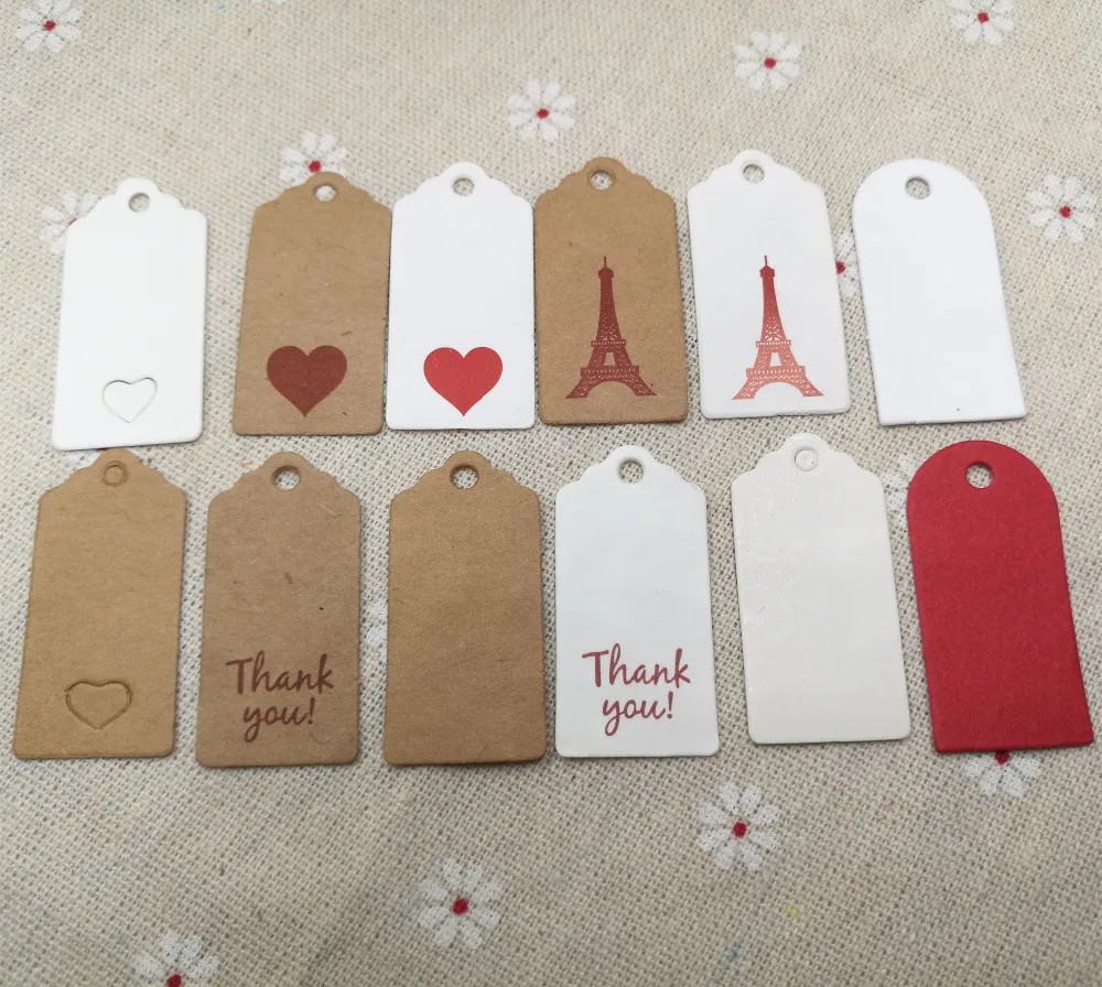 100 шт. бирки с надписью Thank you ручной работы из крафт бумаги для одежды бумажная