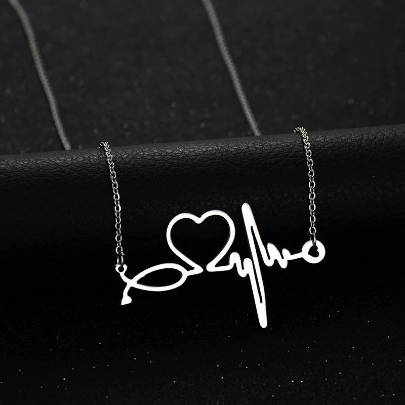 New-Body-Chain-Fashion-Necklaces-pendants-for-Women-2016-Silver-Gold-Stethoscope-Pendant-Heart-ECG-Heartbeat (2)