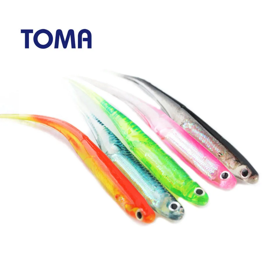 TOMA 10 шт./лот, 3D глаза, Pesca, Мягкая приманка, рыболовная приманка, 3 г, 9 см, рыболовная червь, плавающая головка, джиг, нахлыстовая рыболовная приманка, рыболовные приманки