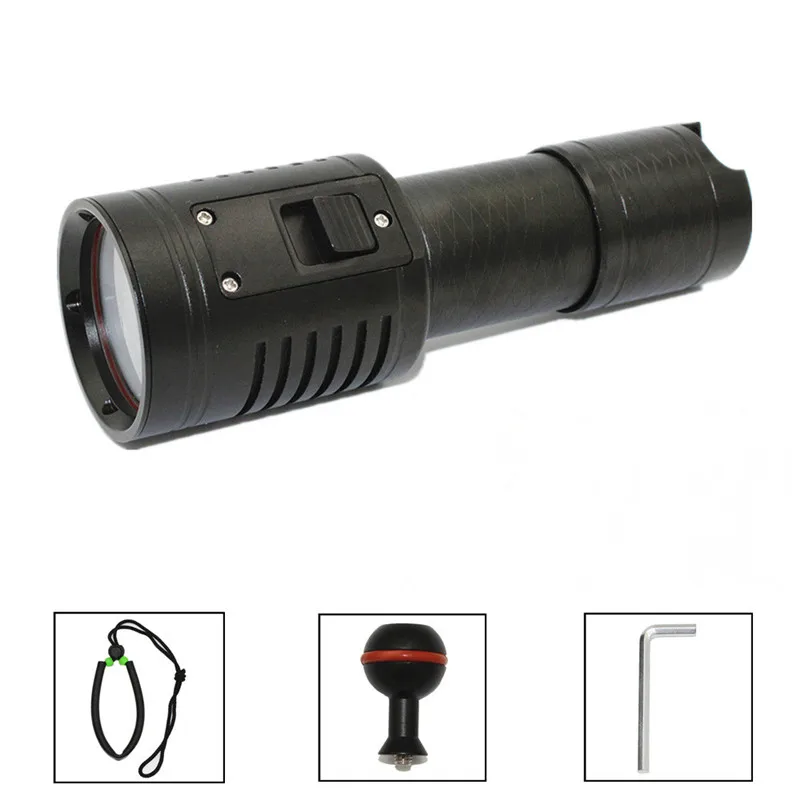 

CLAITE LED Diving Flashlight Underwater 3000LM 4x XP-G2 White + 2x XPE Red Professional Diving Light Waterproof Portable Lantern