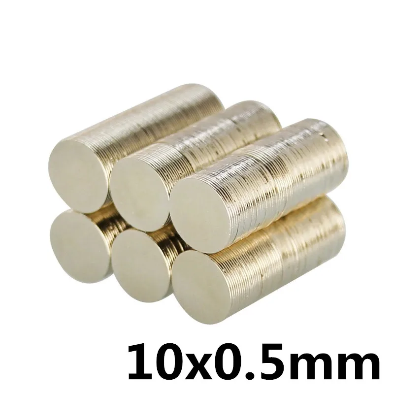 

100pcs 10 * 0.5mm super strong neodymium magnet N35 disc permanent magnet rare earth art process neodymium iron boron magnet