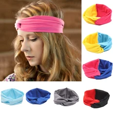 Новый Обувь для девочек лоскутное Hairbands контраст Цвет Для женщин Женские аксессуары для волос твист лук эластичный Банданы для мужчин женские Йога спортивные ленты для волос XM