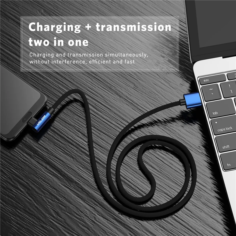 USLION 90 градусов Micro USB кабель для samsung Xiaomi huawei 2A быстрое зарядное устройство Android