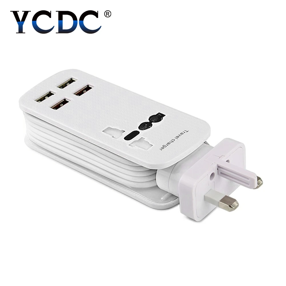 YCDC Быстрая зарядка 4 USB+ 1 универсальный порт розетка концентратор настенный адаптер питания настольное зарядное устройство для samsung iPhone huawei Xiaomi