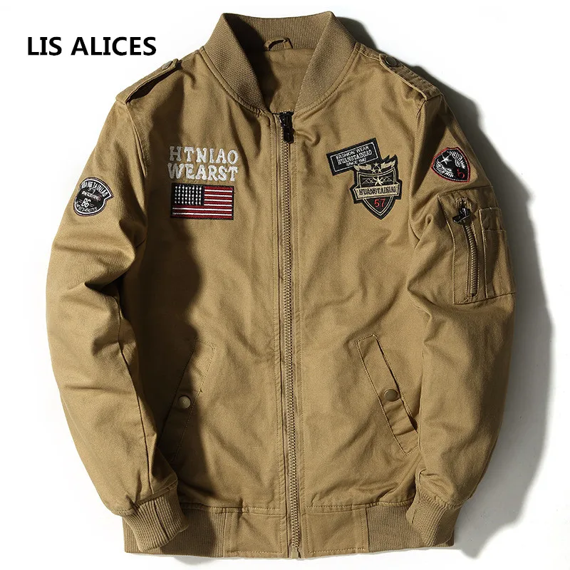 

LIS ALICES 2018 New Military Jacket Men Spring Cotton Jacket Coat Army Pilot Jackets Air Force Cargo Coat Fashion Slim type