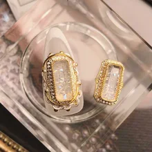 5 шт./партия настоящий золотой кристаллический песок Циркон дизайн ногтей горный хрусталь металлические аксессуары для ногтей DIY украшения ногтей украшения для ногтей