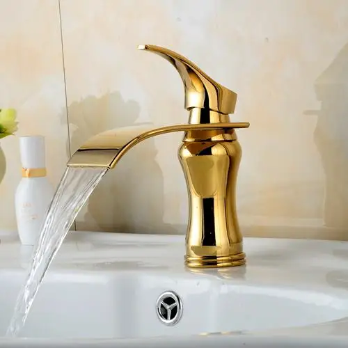 Смесители для ванной комнаты Золотой Водопад ванна раковина смеситель для Воды Золотой нефрит смеситель для раковины горячей и холодной бортике ELS1505G - Цвет: Type -D