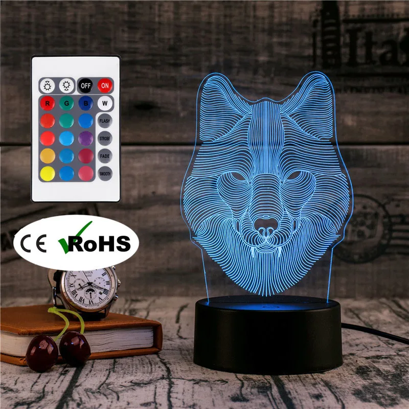 

3D Led Novety Lighting Creative Gift Night Light Table Lamp Bedside Wolf Light Led Home Corridor Hotel Party Atmosphere Lights