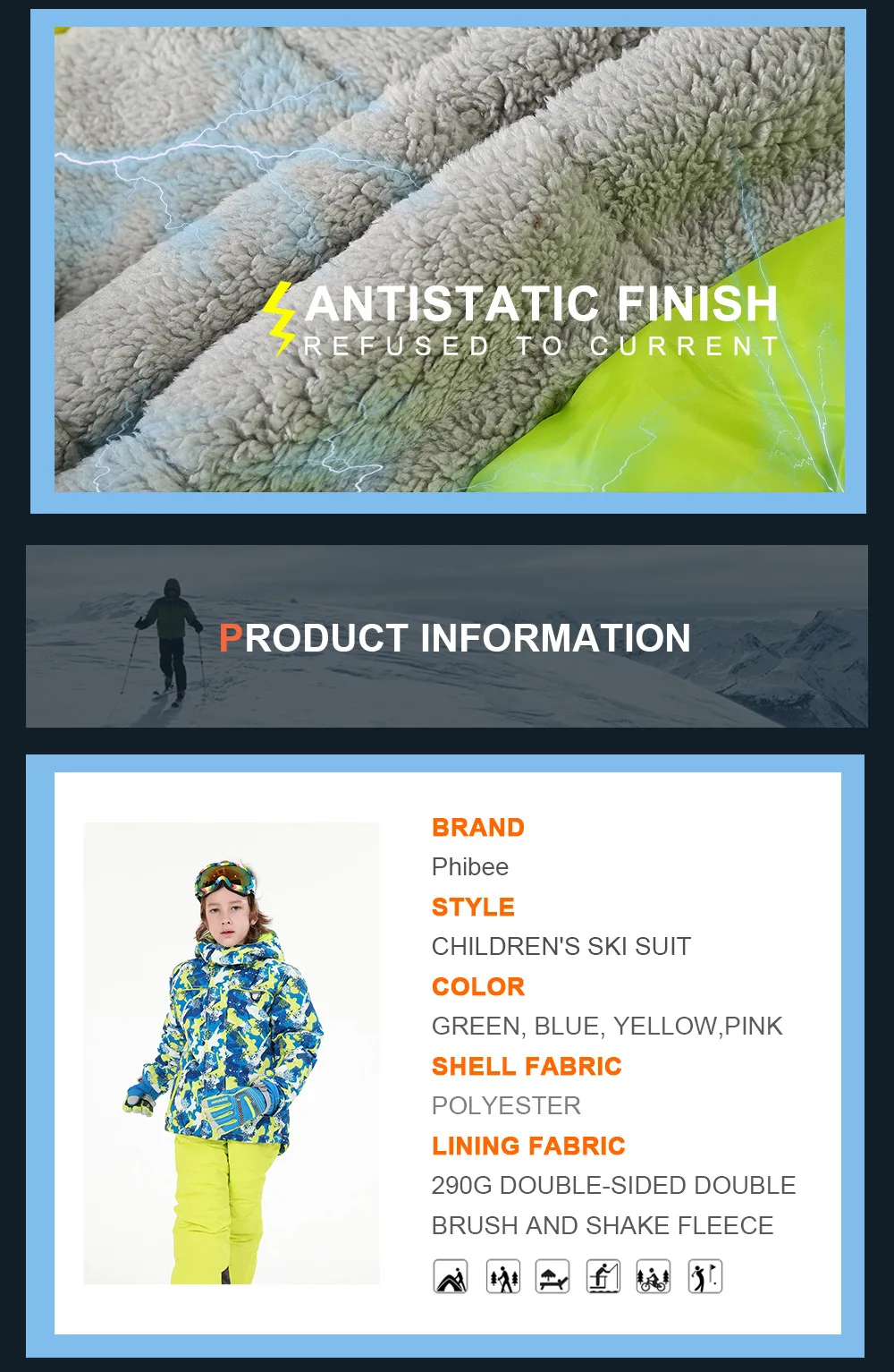 Boys Girls Children's Snow Ski Suits Outdoor Wear Hooded Jackets+Bandage Pants Kids Winter Warm Snowboard Ski Wear Costume