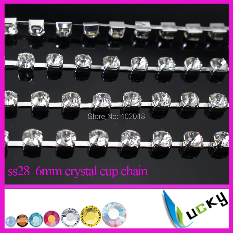 Free shipping!10 yards ss28 strass cup chain rhinestone trim with A quality crystals silver base for DIY decorations | Дом и сад