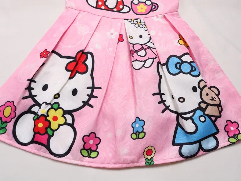 Модное платье для девочек летнее платье «hello kitty» вечерние платья для девочек подарок на день рождения, костюм Одежда для детей возрастом от 3 до 8 лет