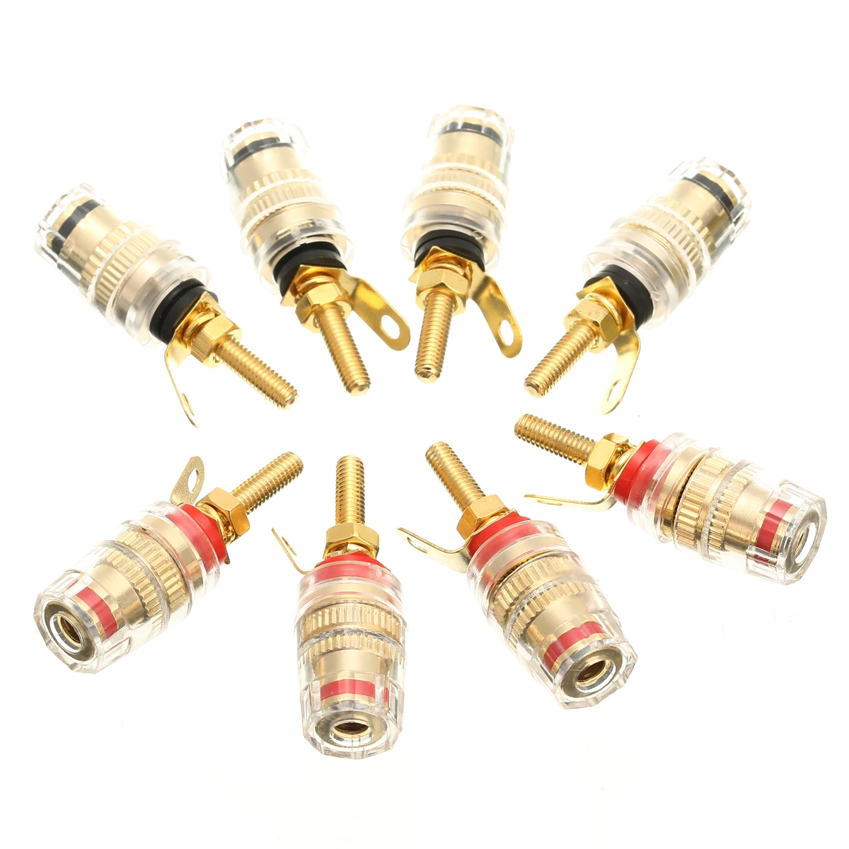 8pcs/lot 42mm Gold Plated Speaker Terminal Binding Post Amplifier Connector Suitable for 4mm Banana Plug