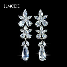 UMODE Fashion Jewelry Top Quality AAA+ Cubic Zirconia Flower Dangle Drop Earrings For Women Party Bijoux AUE0024