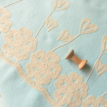 

Sky blue cream-colored embroidered double-faced velvet-like woollen skirt and gown cloak coat han fu fabric