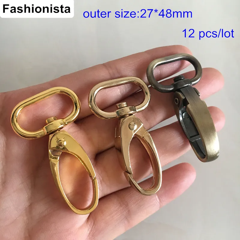 

12 pcs/lot Big Metal Swivel Lobster Clasp Clips Key Hook Keychain Split Key Ring Findings Clasps For Keychains Making dog clips