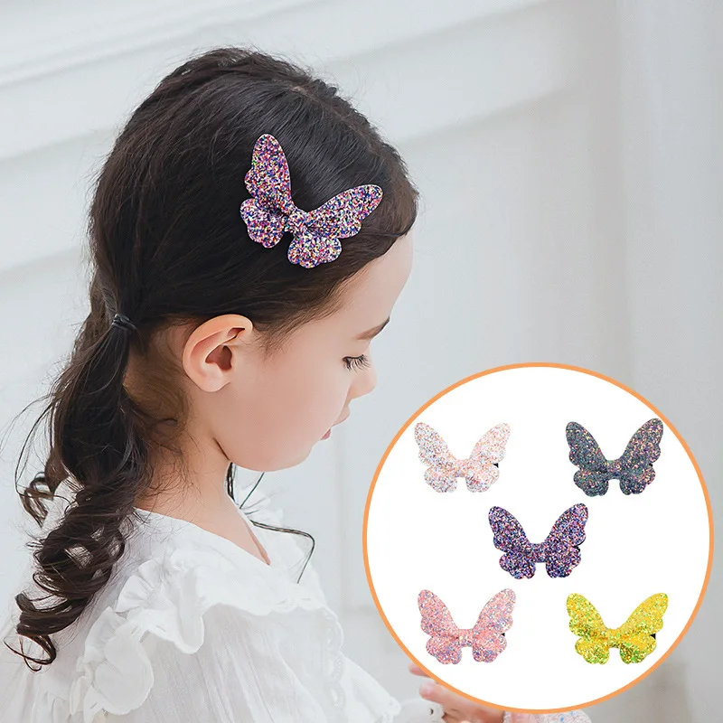 2018 latest 20 PCS/lot, Faux glitter Butterfly Bow Hair Clips, Girls