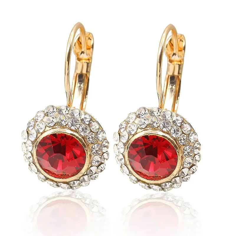 

13Colors Party Drop Earrings Allergy Free Crystal Women Artificial Stone Golden Silvery Fashion Jewelry Round Wedding Korean